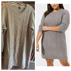 EUC Torrid Gray Cable Knit Sweater Dress 2x